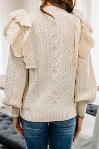 cream white ruffled sweater