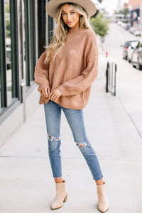 Take What You Want Almond Brown Cable Knit Sweater