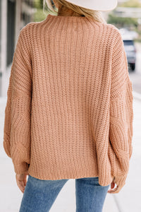 Take What You Want Almond Brown Cable Knit Sweater