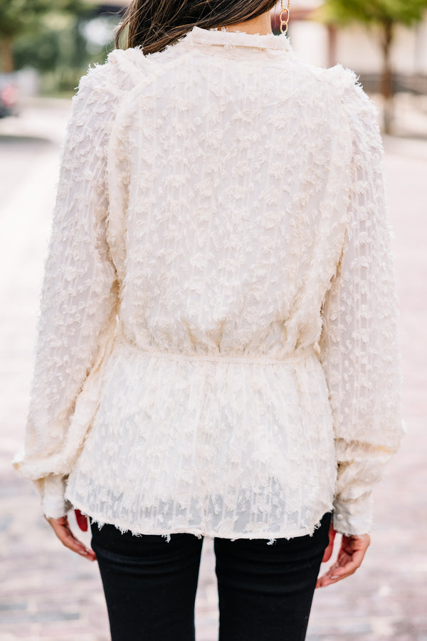 white textured blouse