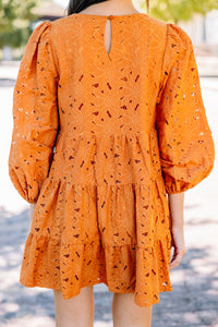 Need You More Rust Orange Lace Babydoll Dress