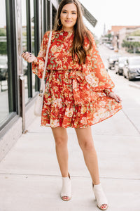 orange floral dress