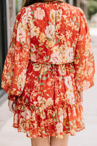 orange floral dress