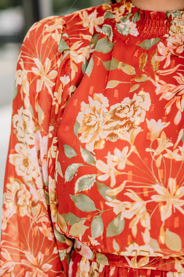 orange floral dress