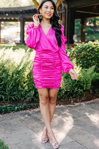 Get The Looks Fuchsia Pink Pleated Curtain Dress