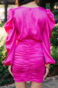 Get The Looks Fuchsia Pink Pleated Curtain Dress