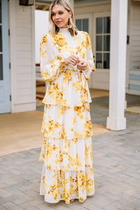 Of My Dreams Ivory White Floral Maxi Dress