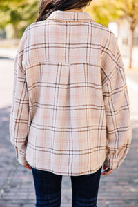 It's Your Time Taupe Brown Plaid Shacket