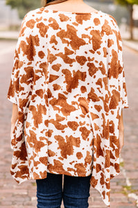 brown cow print tunic