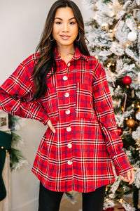 All About You Red Plaid Button Down Top