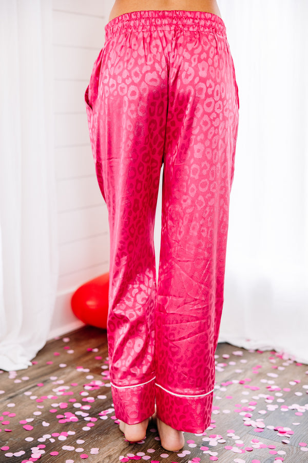pink satin leopard pajamas