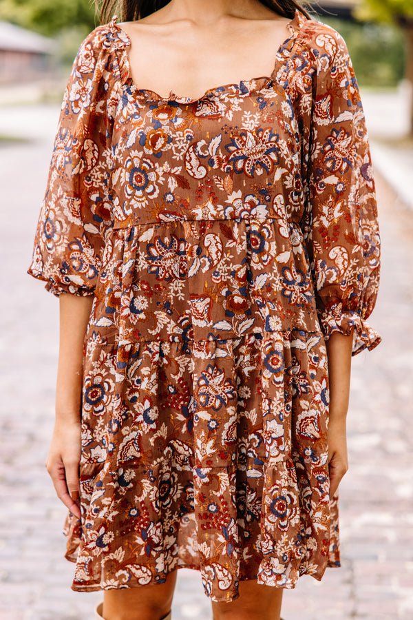 floral brown dress