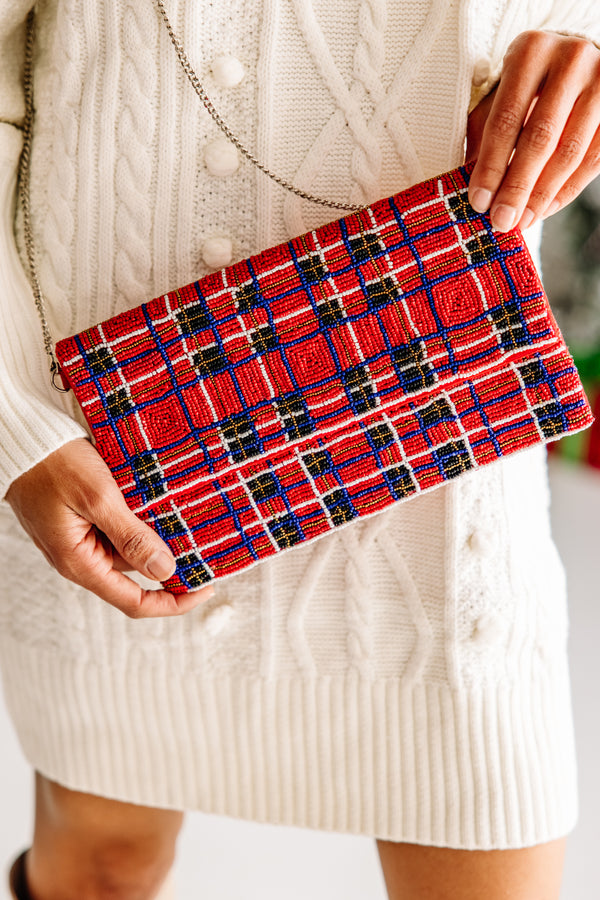 red plaid clutch