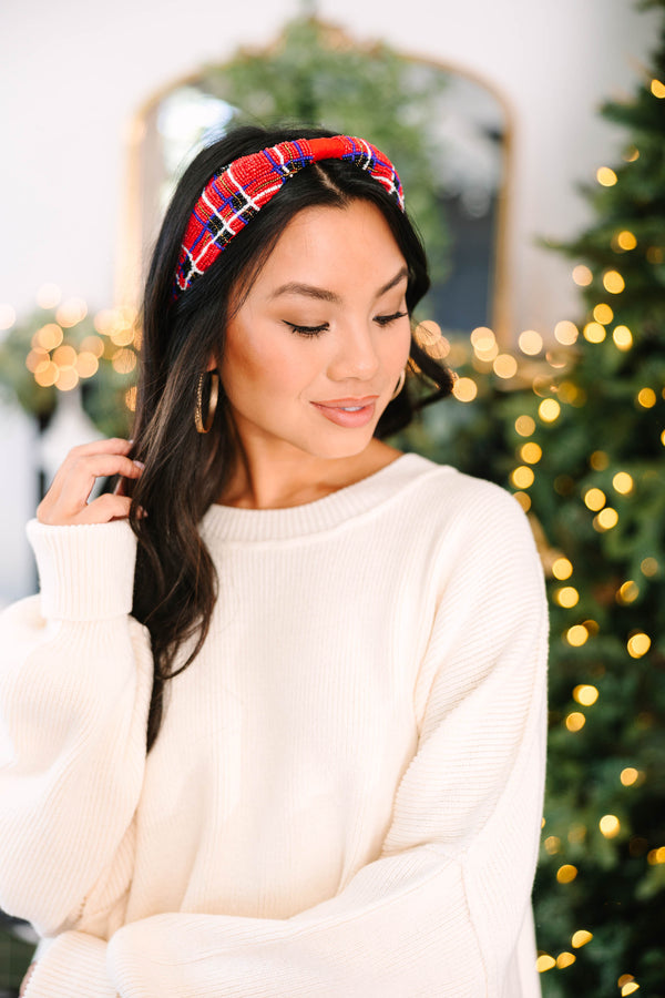 Treasure Jewels In My Circle Red Plaid Headband Shop the Mint