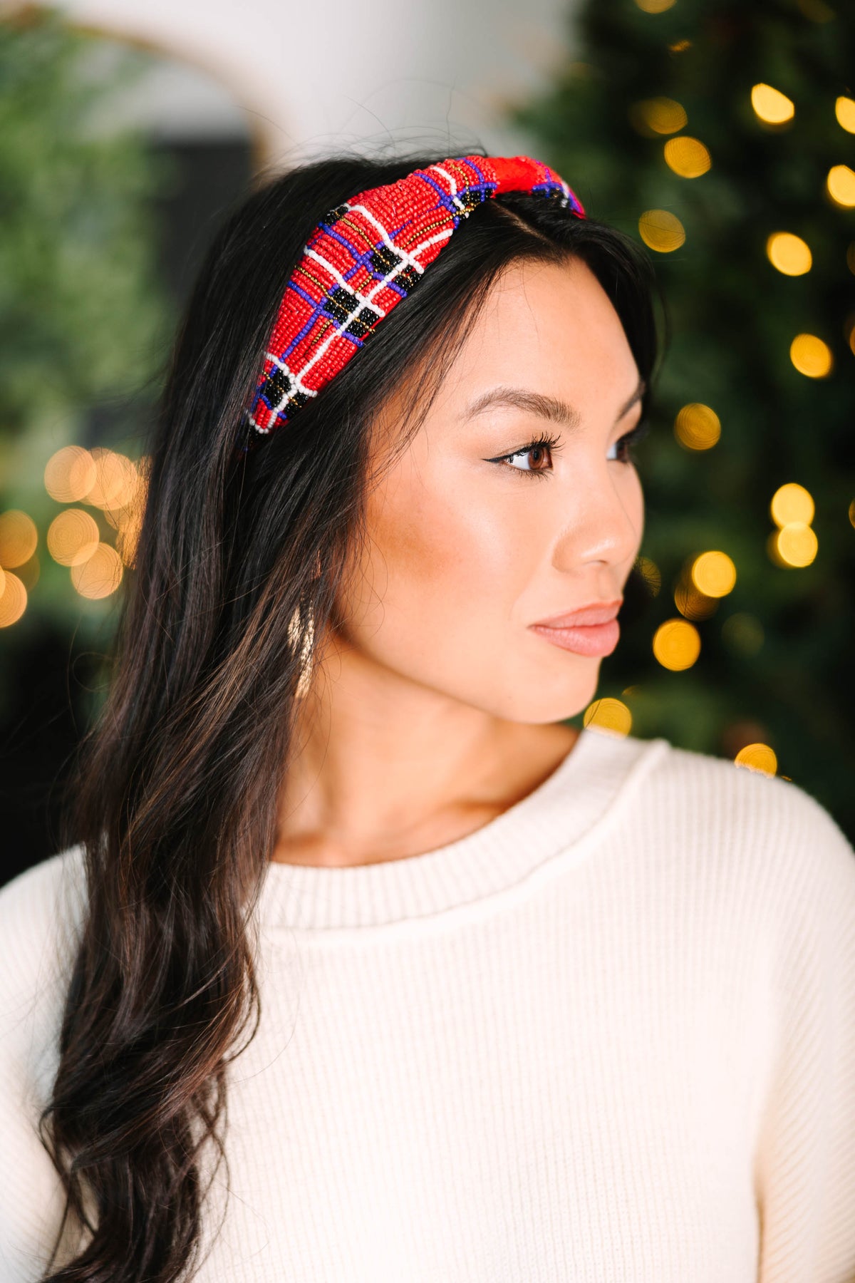 Treasure Jewels In My Circle Red Plaid Headband Shop the Mint