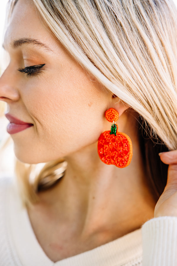 beaded pumpkin earrings