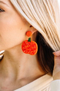 beaded pumpkin earrings