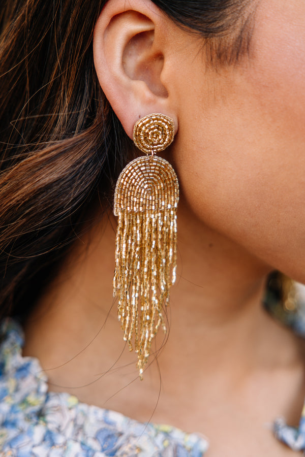 gold beaded earrings