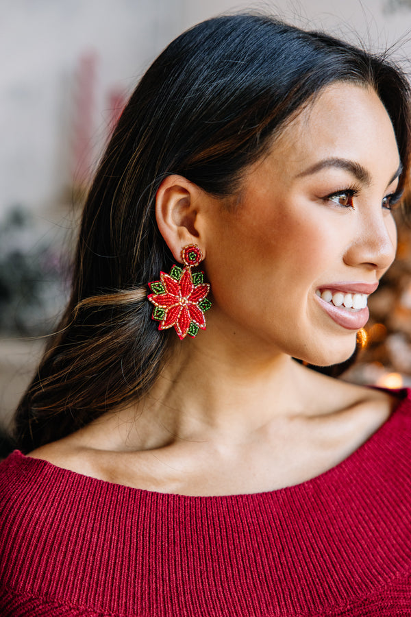 Treasure Jewels: Poinsettia Red Earrings