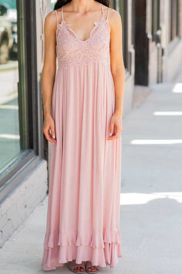 crochet trimmed maxi dress