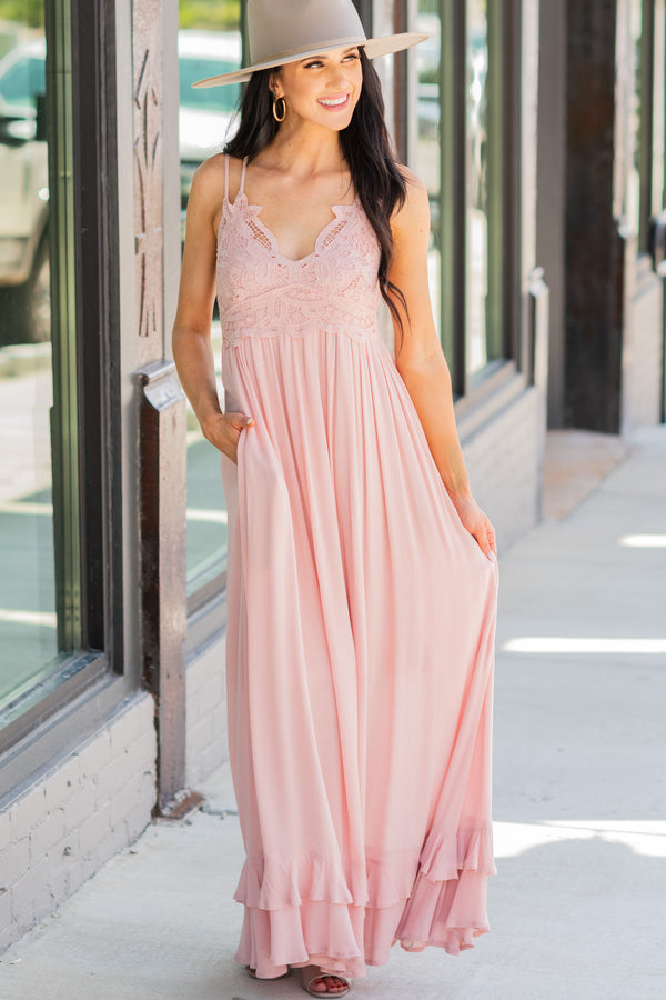 crochet trimmed maxi dress