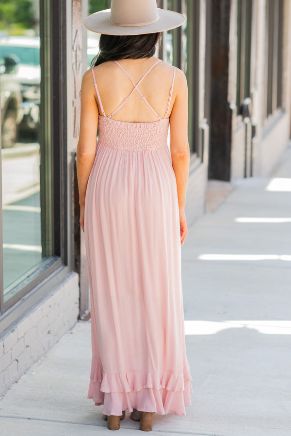 crochet trimmed maxi dress