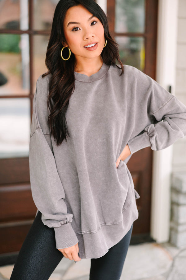 The Slouchy Gray Pullover - Casual Comfy Tops – Shop the Mint