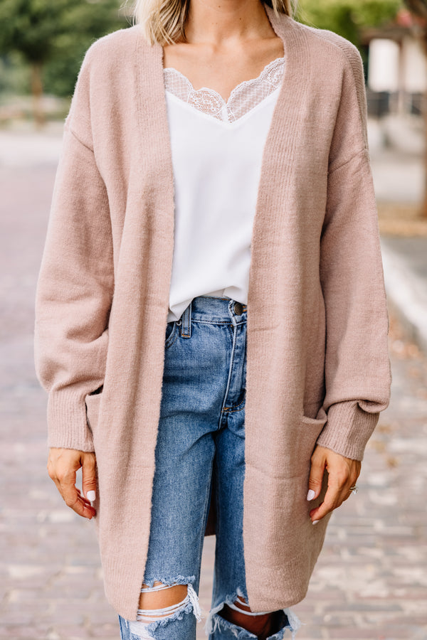 What A Dream Mocha Brown Bubble Sleeve Cardigan
