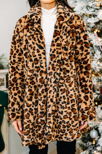 Bold Choices Brown Leopard Teddy Coat
