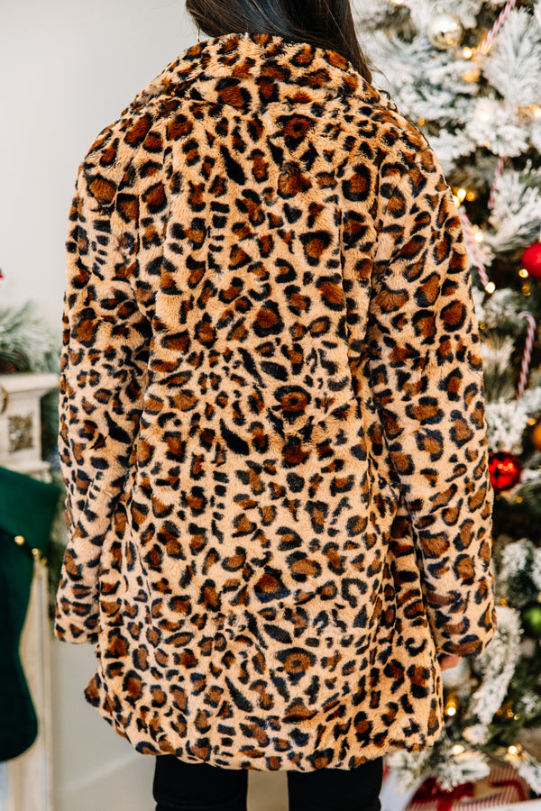 Bold Choices Brown Leopard Teddy Coat