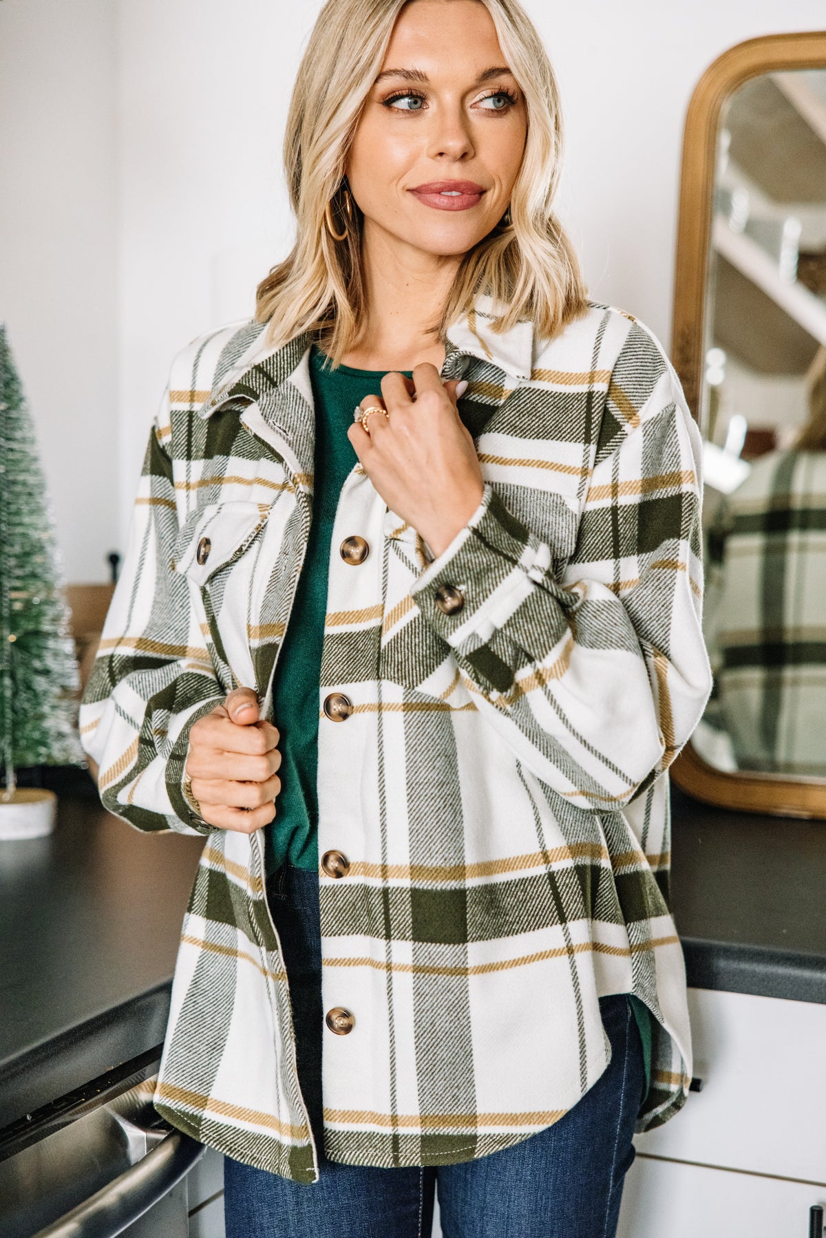Go The Distance Olive Green Plaid Shacket – Shop the Mint