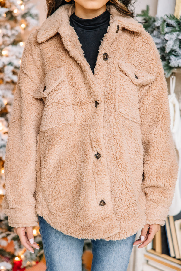 Make It Known Camel Brown Teddy Jacket