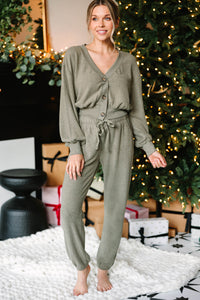 Cozy Habits Olive Green Button Down Cardigan