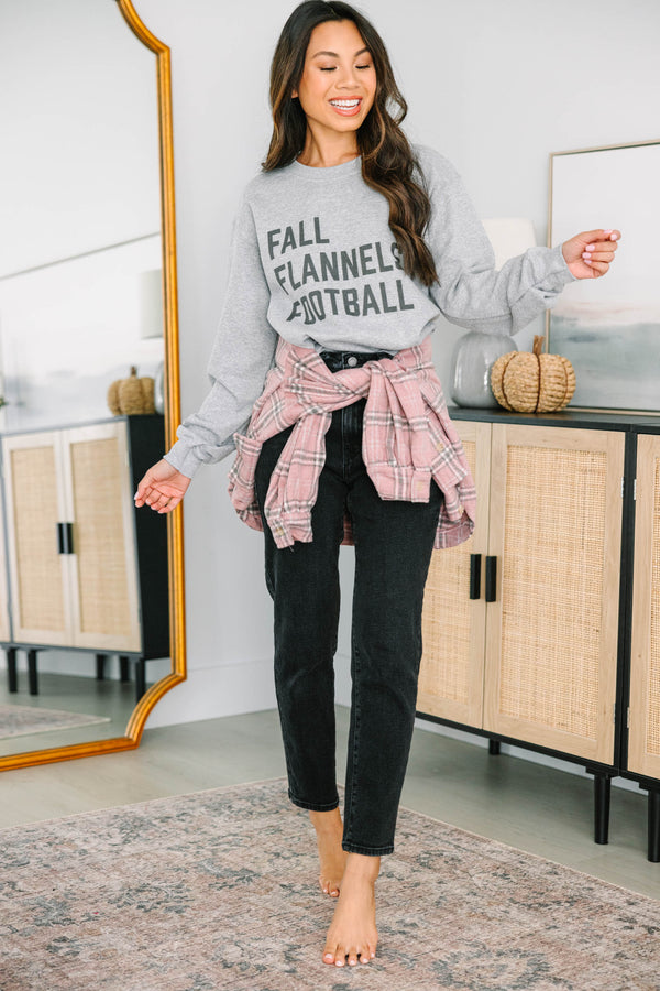 Fall, Flannels, Football Sport Gray Graphic Sweatshirt