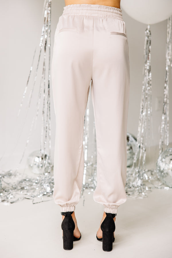 Provided Happiness Champagne White Satin Joggers – Shop the Mint