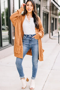 brown cable knit cardigan