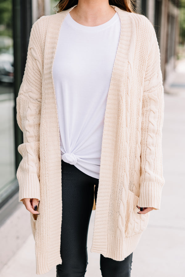 white cable knit cardigan