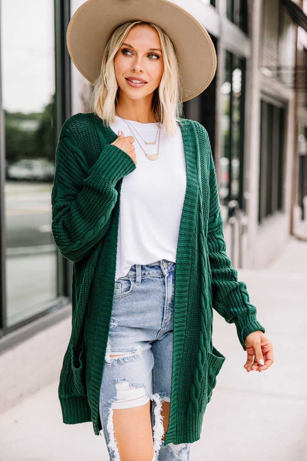 Cozy Crush Pine Green Cable Knit Cardigan Shop the Mint