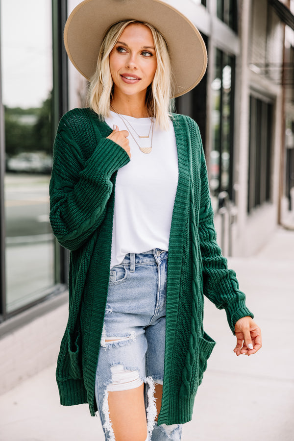 green cable knit cardigan 