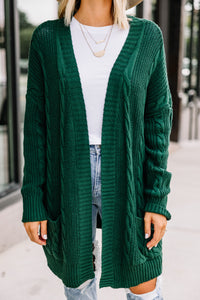 green cable knit cardigan