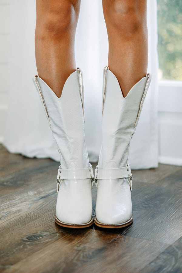 Down Broadway Cream White Western Boots, 6.5 - The Mint Julep Boutique Down Broadway Cream White Western Boots, 6.5 - The Mint Julep Boutique