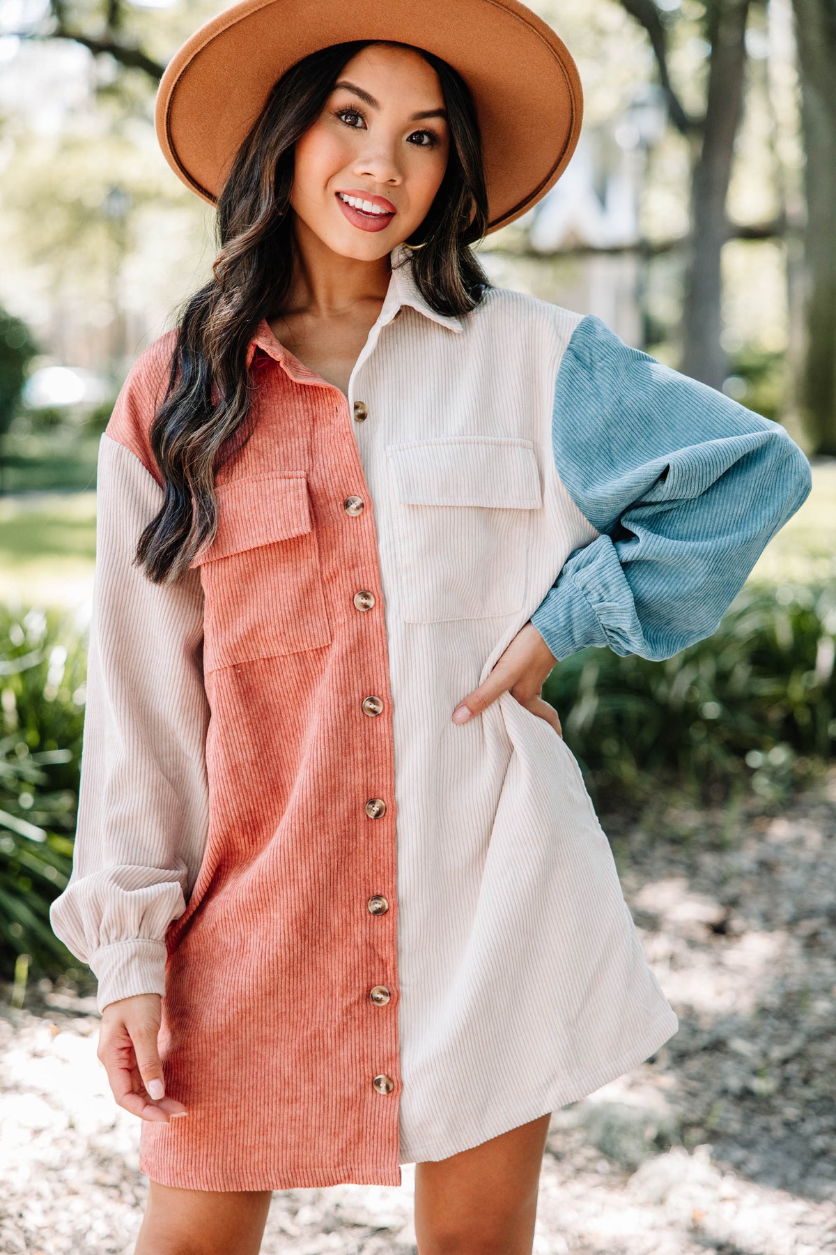 Tell Me Everything Rust Brown Colorblock Dress – Shop the Mint