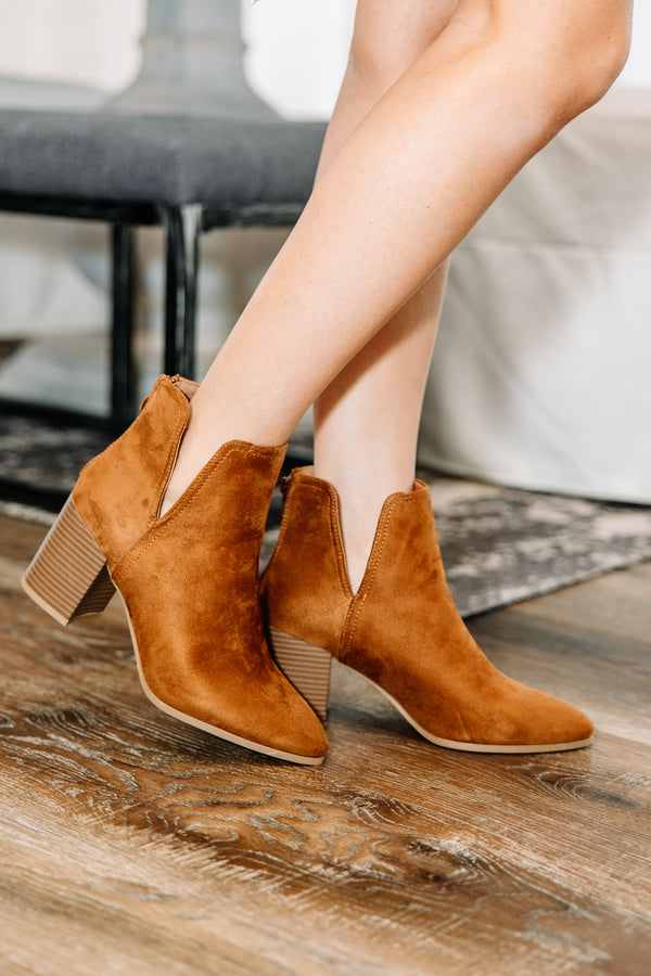 tan side slit booties