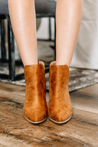 tan side slit booties