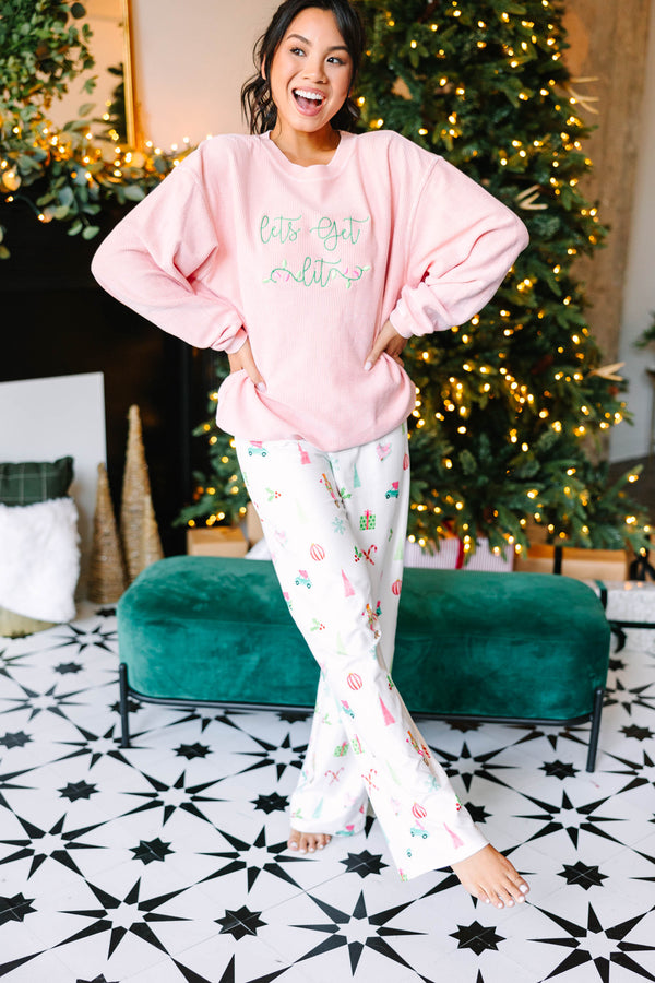Let's Get Lit Blush Pink Embroidered Corded Sweatshirt – Shop the Mint