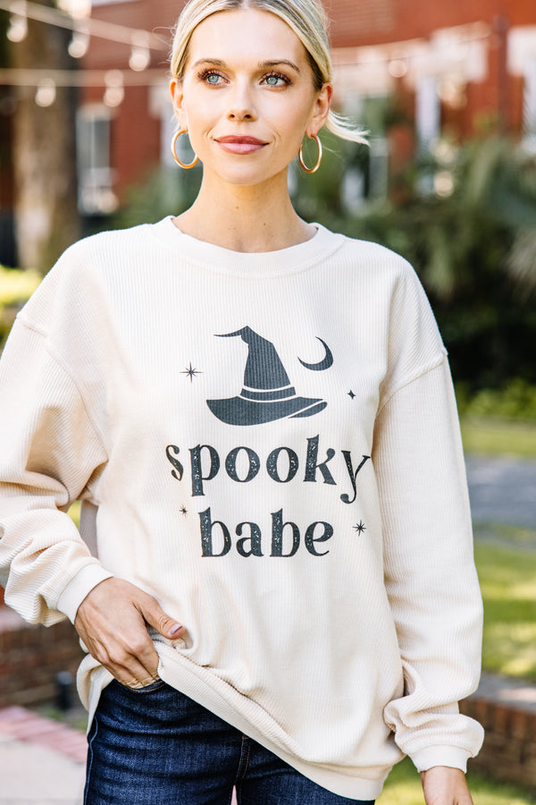 Spooky Babe Natural Corded Graphic Sweatshirt