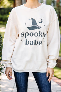 Spooky Babe Natural Corded Graphic Sweatshirt