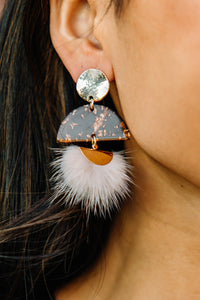 fluffy brown earrings