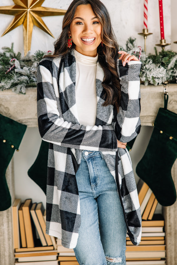 black buffalo plaid cardigan