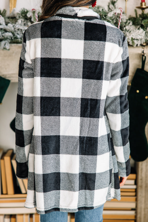 black buffalo plaid cardigan